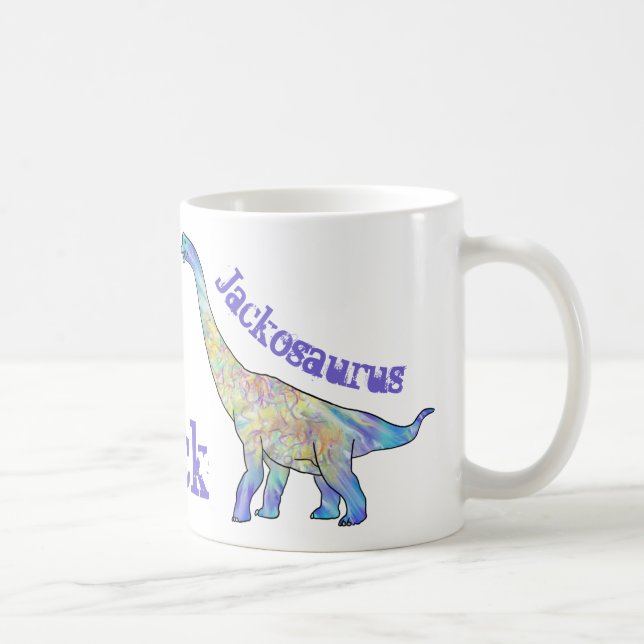 Mug Jack osaurus Brachiosaurus coloré Dinosaure Nom (Droite)