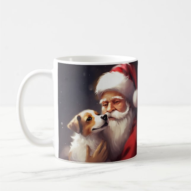 Mug Jack Russell avec le Père Noël Noël Festif (Gauche)