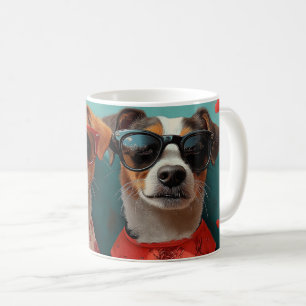 Mug Jack Russell avec roses de cœur pour la Saint-Vale