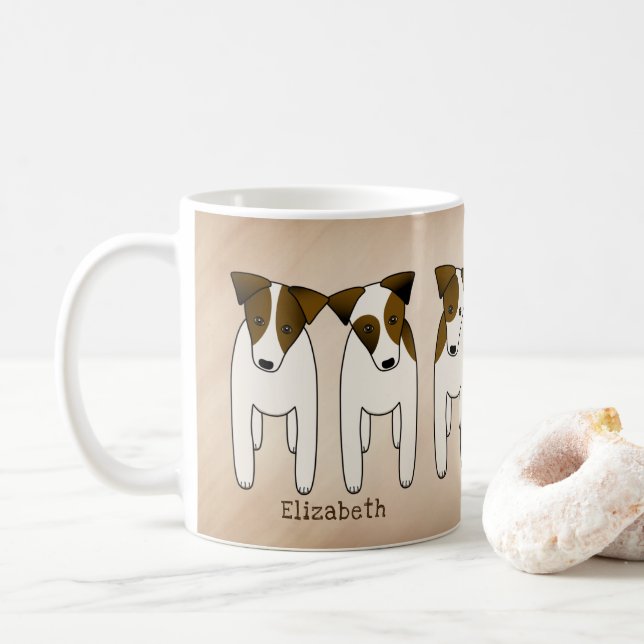 Mug Jack Russell line up mignon chiens personnalisés (Avec donut)