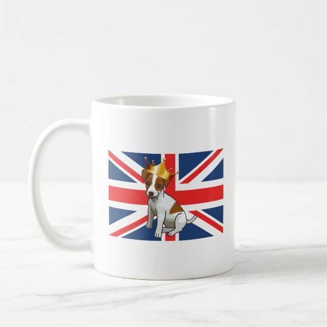 Mug Jack Russell mignon portant une couronne et Union  (Gauche)