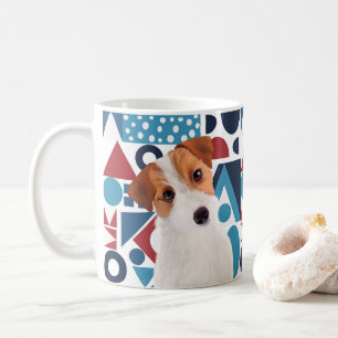 Mug Jack Russell Terrier Chien rouge et bleu géométriq