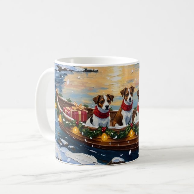Mug Jack Russell Terrier Christmas Boat Holiday (Devant gauche)