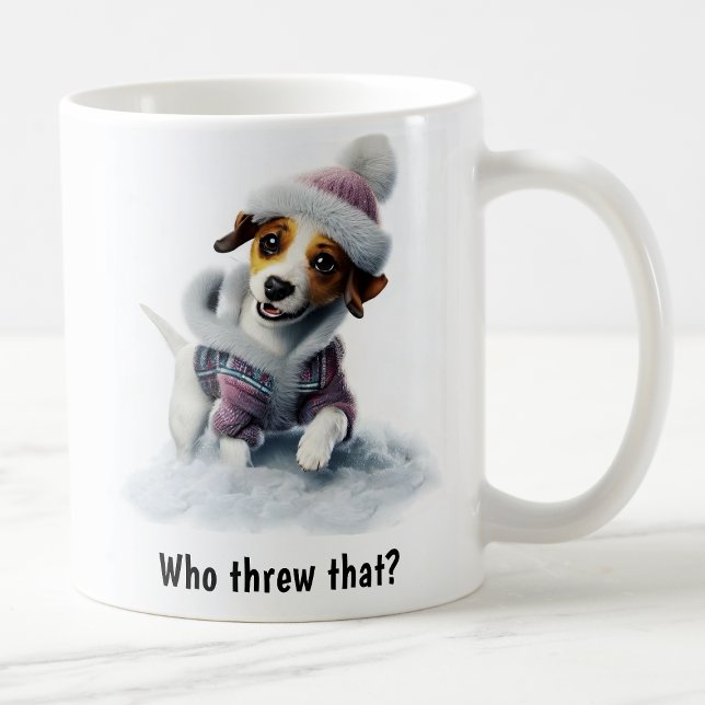 Mug Jack Russell Terrier personnalisable jour de neige (Créateur téléchargé)