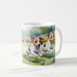 Mug Jack Russell Terriers Jouer Chiens Aquarelle
