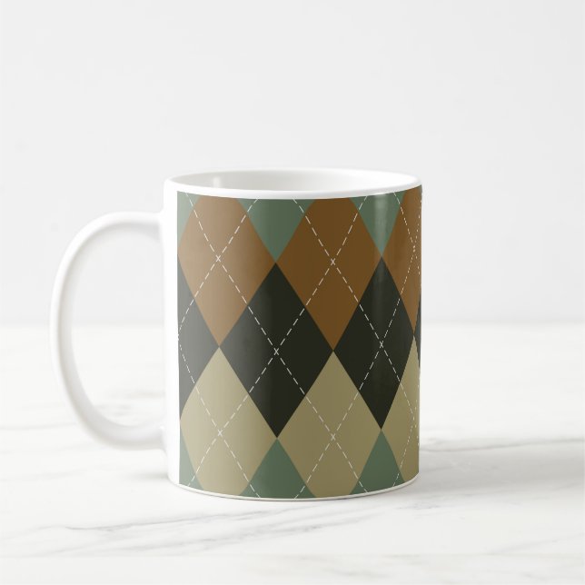 Mug Jacquard Automne : Brown-vert Rhombus Chic (Gauche)