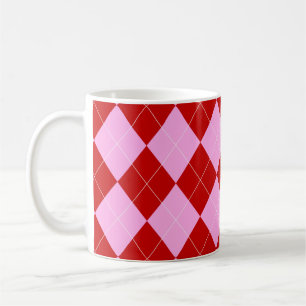 Mug Jacquard preppy Tartan Diamond Plaid Rouge rose