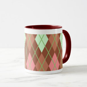 Mug Jacquard rose et vert et Tartan Plaid