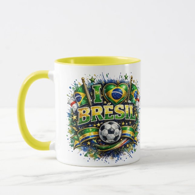 Mug J'adore Brésil 2026 Fan de foot  (Gauche)