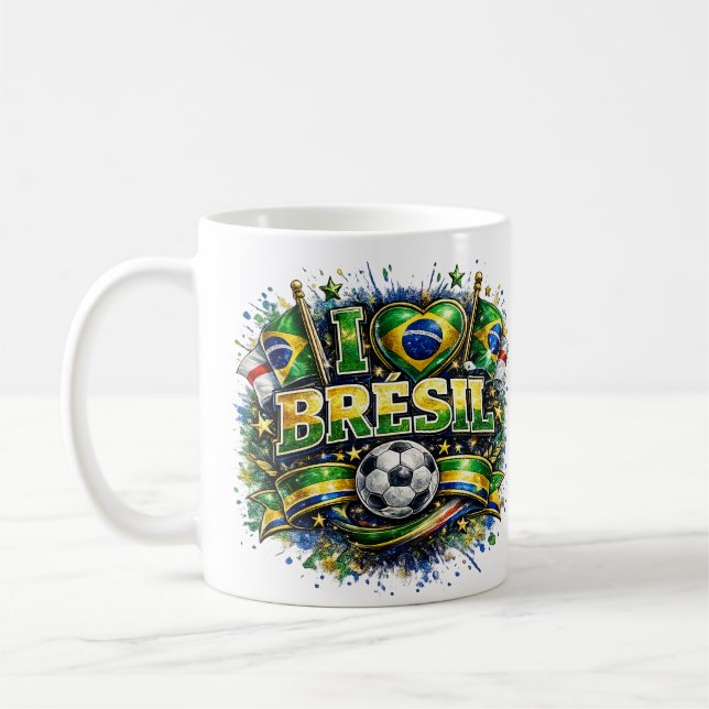 Mug J'adore Brésil 2026 Fan de foot  (Gauche)