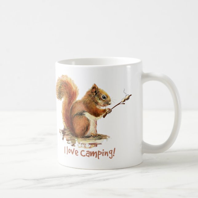 Mug J'adore CAMPING amusant écureuil mignonne citation (Droite)