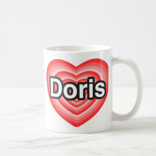 Mug J'adore Doris. Je t'aime Doris. Cœur