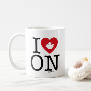 Mug J'adore   I Heart Ontario Canada Personnalisé