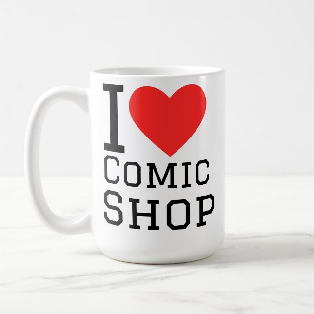 Mug J'adore la boutique de bandes dessinées (Gauche)