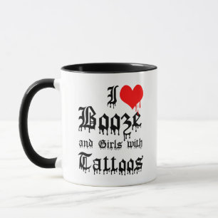 Mug J'adore l'alcool et les filles avec des tatouages