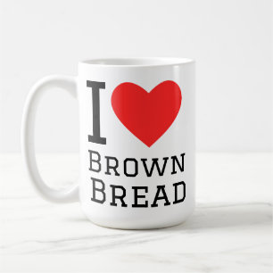 Mug J'adore l'autocollant carré de pain brun