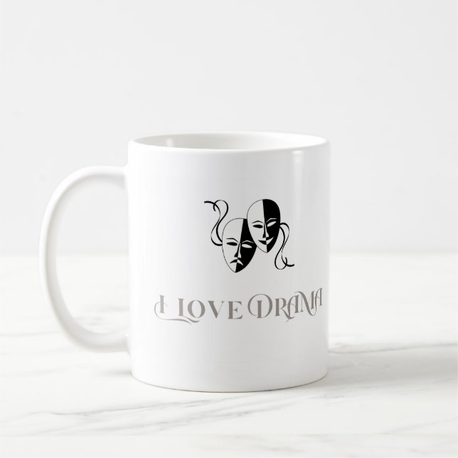 Mug J'adore le drame, les masques de théâtre, les arts (Gauche)