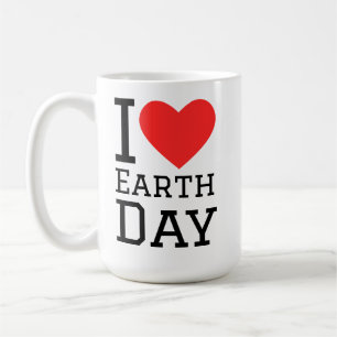 Mug J'adore le sticker carré de la journée de la terre