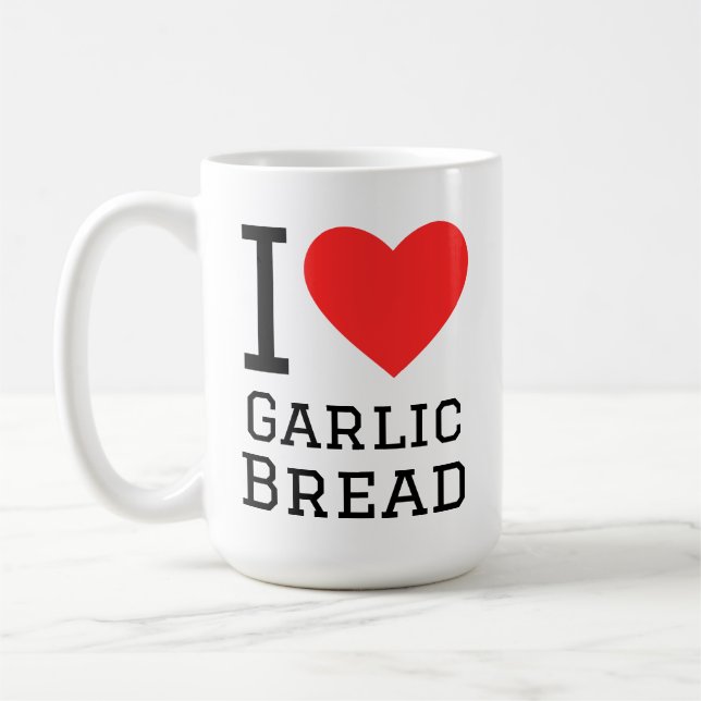 Mug J'adore le sticker carré de pain à l'ail (Gauche)