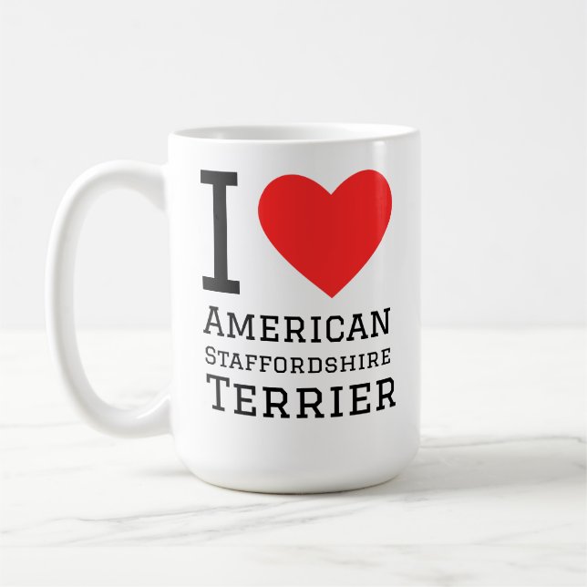 Mug J'adore le terrier américain Staffordshire (Gauche)