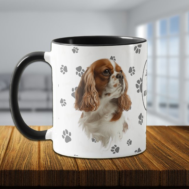 Mug J'adore l'empreinte de patte de Cavalier King Char (Créateur téléchargé)