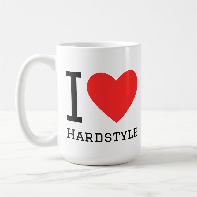 Mug J'adore les autocollants carrés de style hardstyle (Gauche)