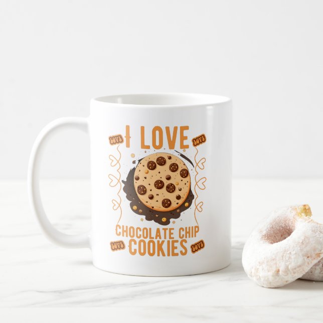 Mug J'adore les biscuits à puce au chocolat (Avec donut)