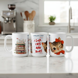 Mug J'adore les chats et les livres