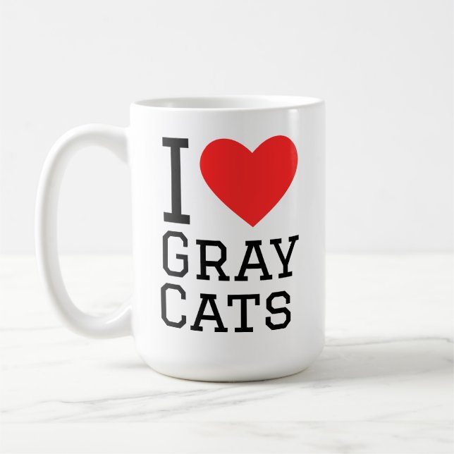 Mug J'adore les chats gris (Gauche)