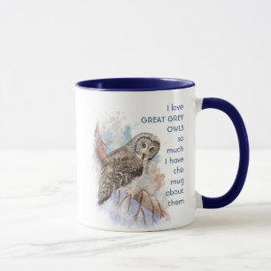 Mug J'adore les GRANDS OWLS GRIS tellement je me moque