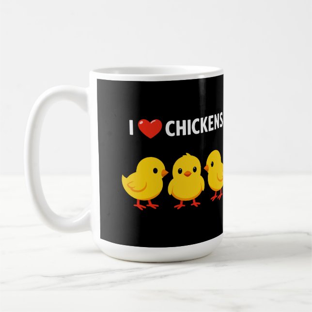 Mug J'adore les poulets Adorables poussins Cadeau pour (Gauche)