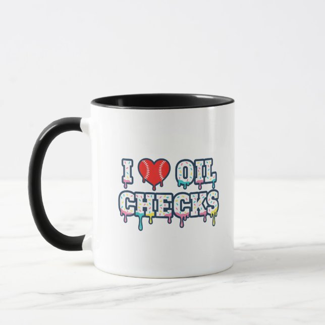 Mug J'adore les vérifications d'huile Drôle de mécanic (Gauche)