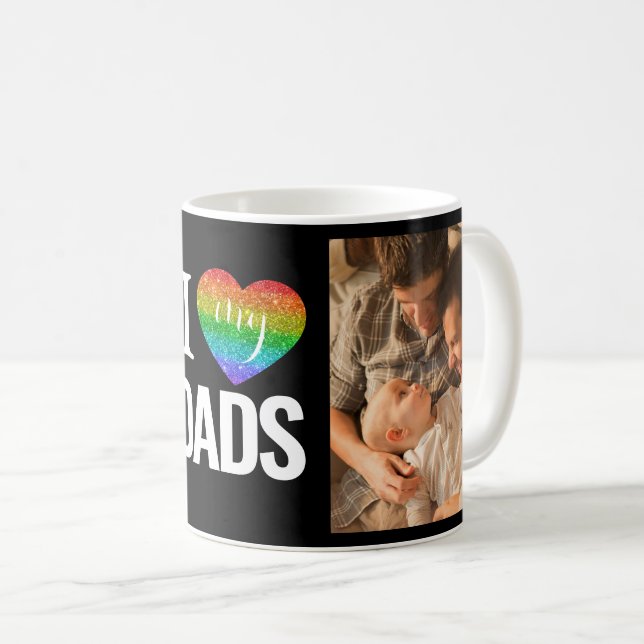 Mug J'adore mes papas | Rainbow Heart Fête des pères 2 (Devant droit)