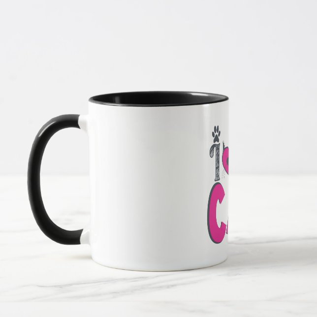 Mug J'adore mon chat – Design mignon pour amateur de c (Gauche)