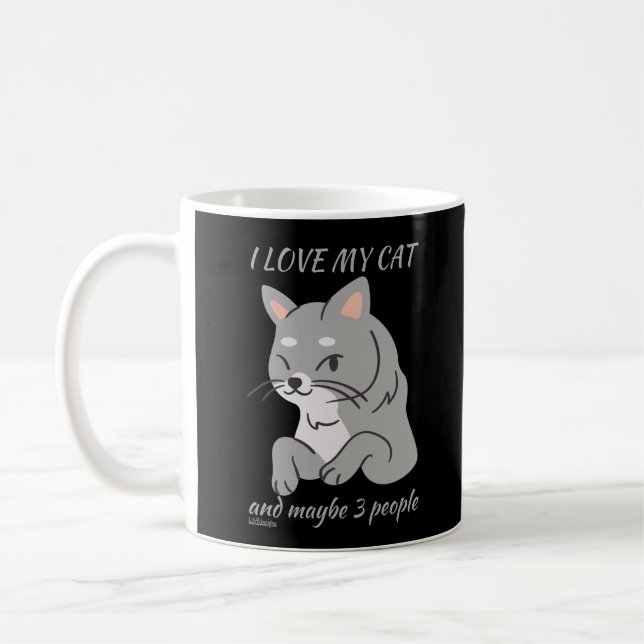 Mug J'ADORE MON CHAT ET PEUT-ÊTRE 3 PERSONNES mignonne (Gauche)