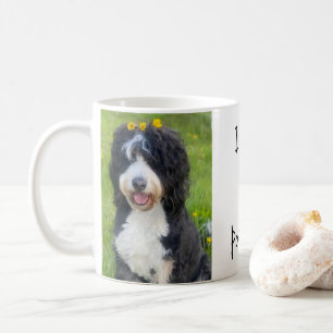 Mug "J'adore mon Papi ! "Chien fantaisiste dans l'herb