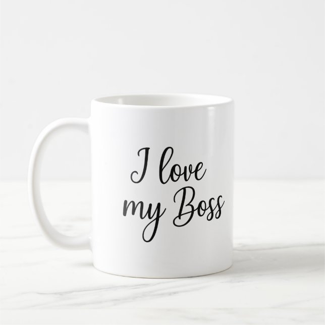 Mug J'adore mon patron - Approuvé par CQ (Gauche)
