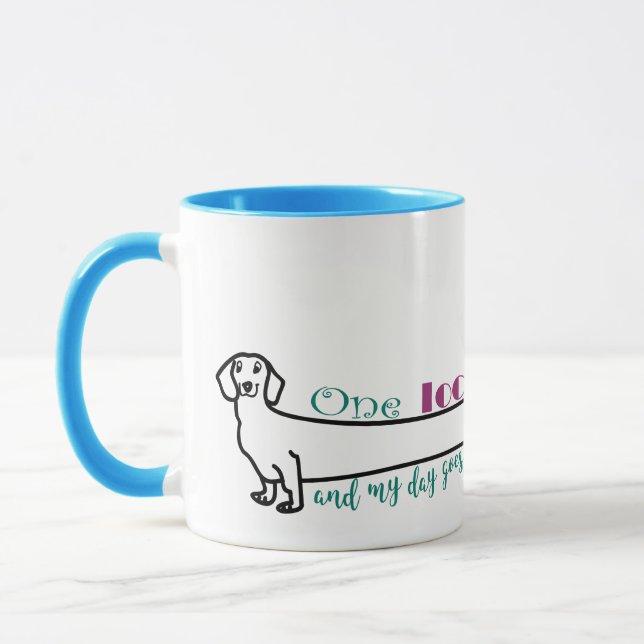 Mug J'adore Mon Teckel Wiener Dog Drôle Mignon Bleu (Gauche)