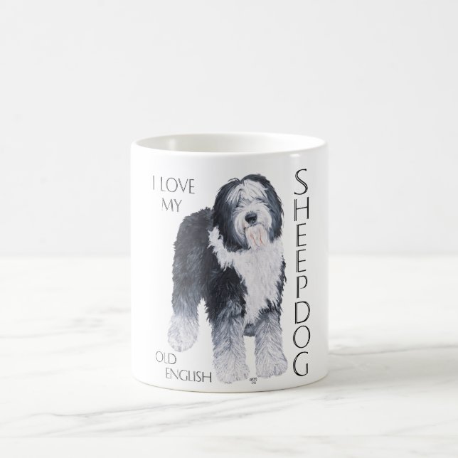 Mug J'adore mon vieux chien de berger anglais (Centre)