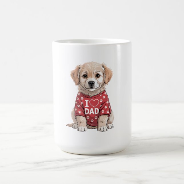 Mug J'adore Papa Chiot Mignon avec Empreintes de Patte (Centre)