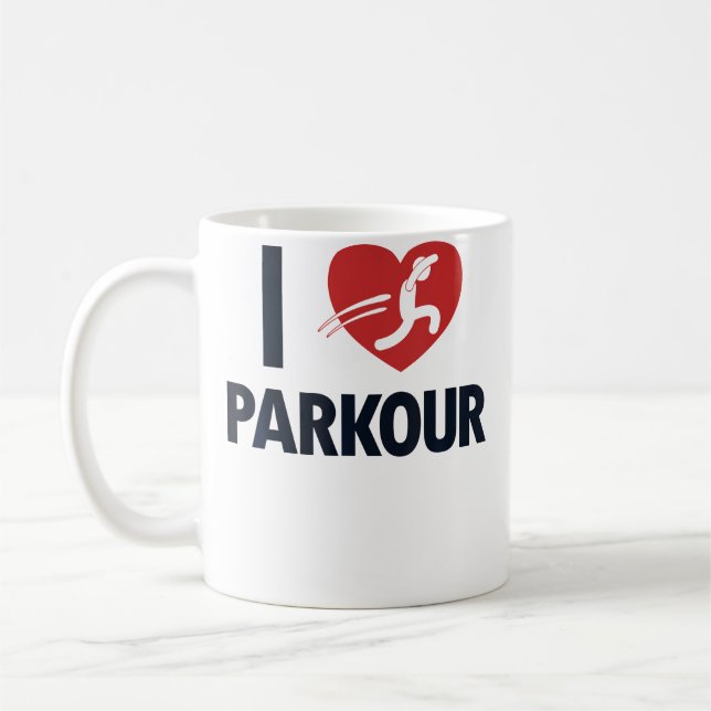 Mug J'adore Parkour Mur Run Traceur Formation Jumper P (Gauche)