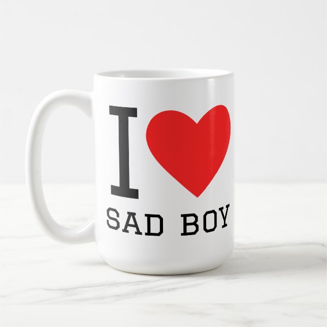 Mug J'adore triste garçon  (Gauche)