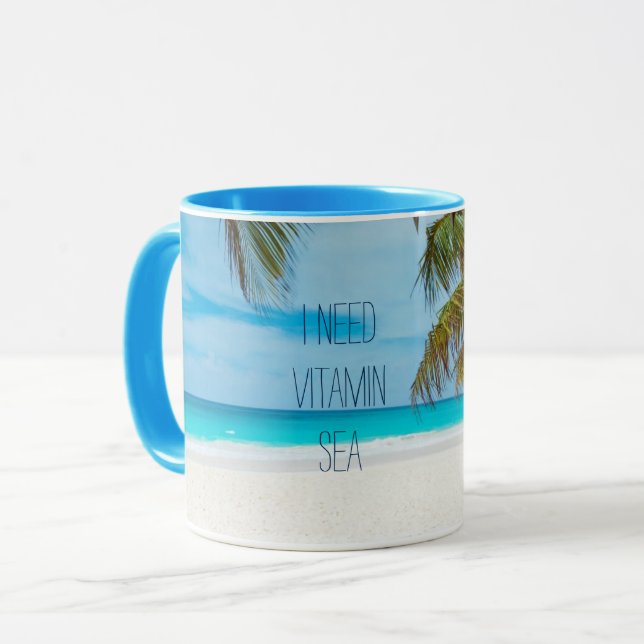 Mug J'Ai Besoin De Vitamine Mer Tropicale Plage Palm T (Devant gauche)