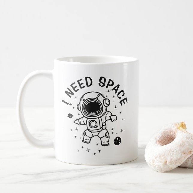 Mug "J'ai besoin d'espace" - L'astronaute seule (Avec donut)