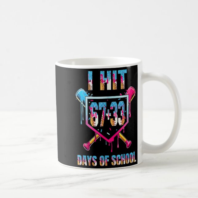 Mug J'ai frappé 67+33 100 jours d'école Baseball Drip  (Droite)