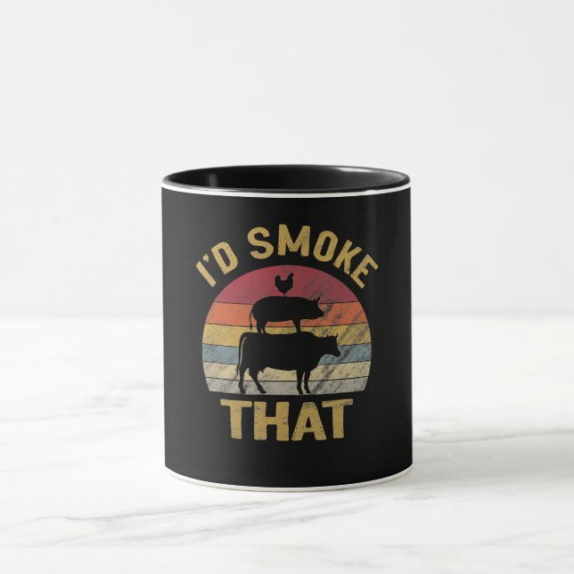 Mug J'Ai Fumé Que BBQ Viande Fumeur Grill Cadeau (Centre)