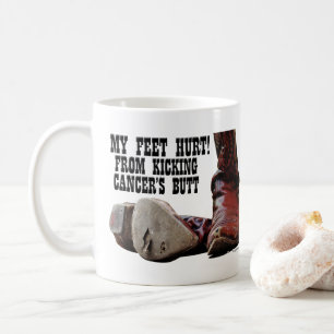 Mug J'ai mal aux pieds en frappant le cul du cancer