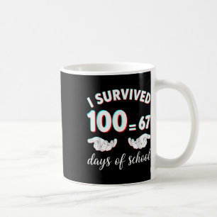 Mug J'ai survécu 100 jours d'école drôle 67 mème math