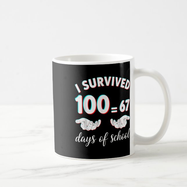 Mug J'ai survécu 100 jours d'école drôle 67 mème math  (Droite)