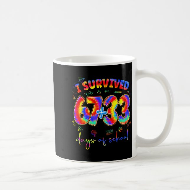 Mug J'ai survécu 100 jours d'école Tiedye Professeur d (Droite)